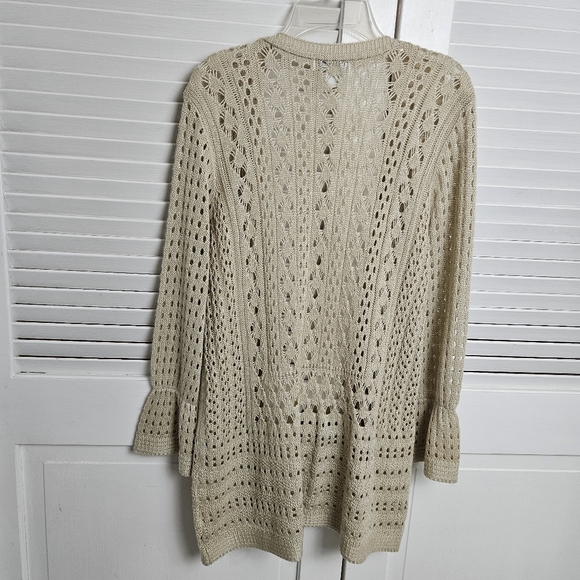 Charter Club Women's Tan Open Knit Cardigan Sweater Size L - Picture 8 of 9
